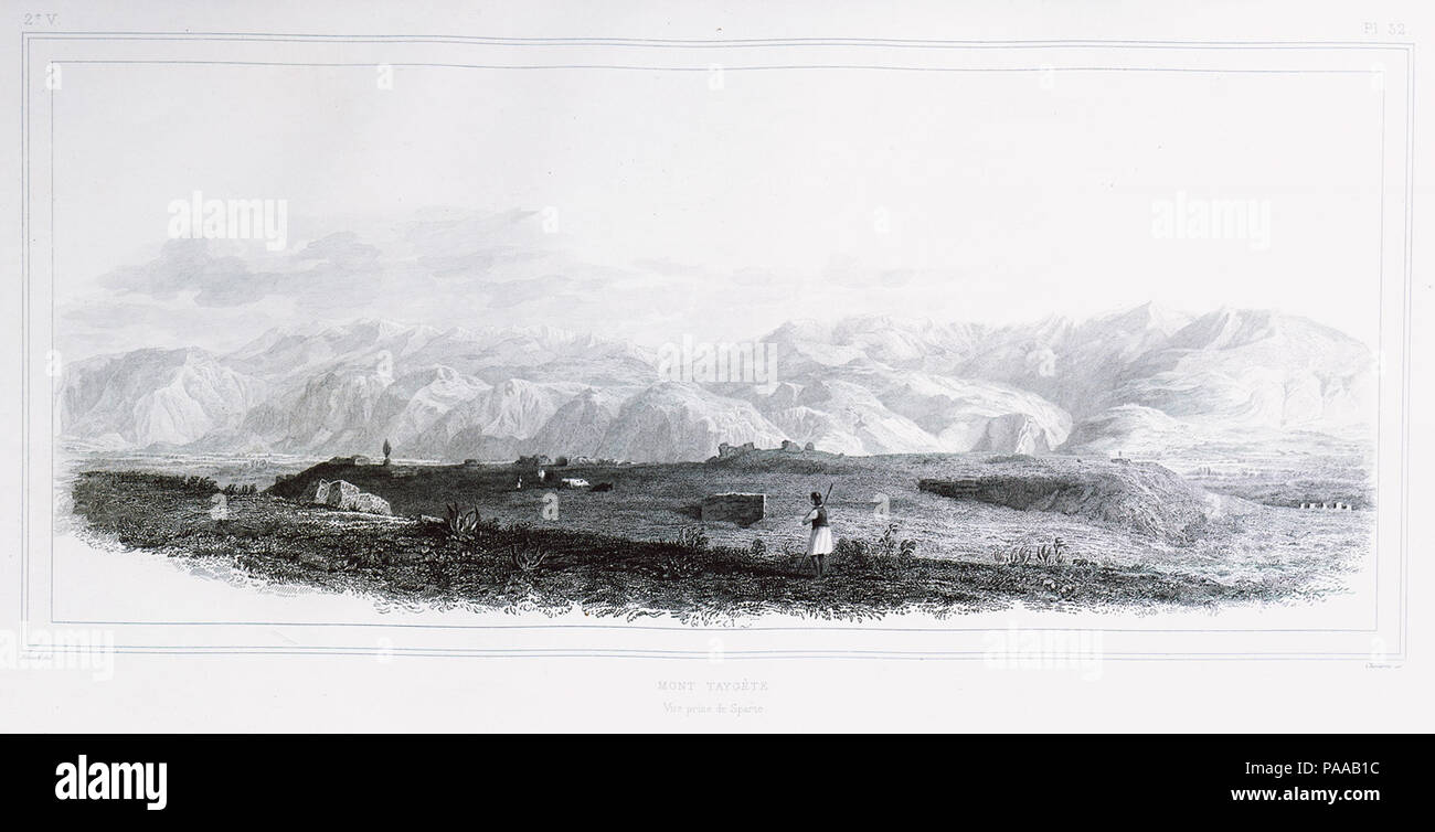 176 Mont Taygète Vue prise de Sparte - Blouet Guillaume-abel - 1831 Foto Stock