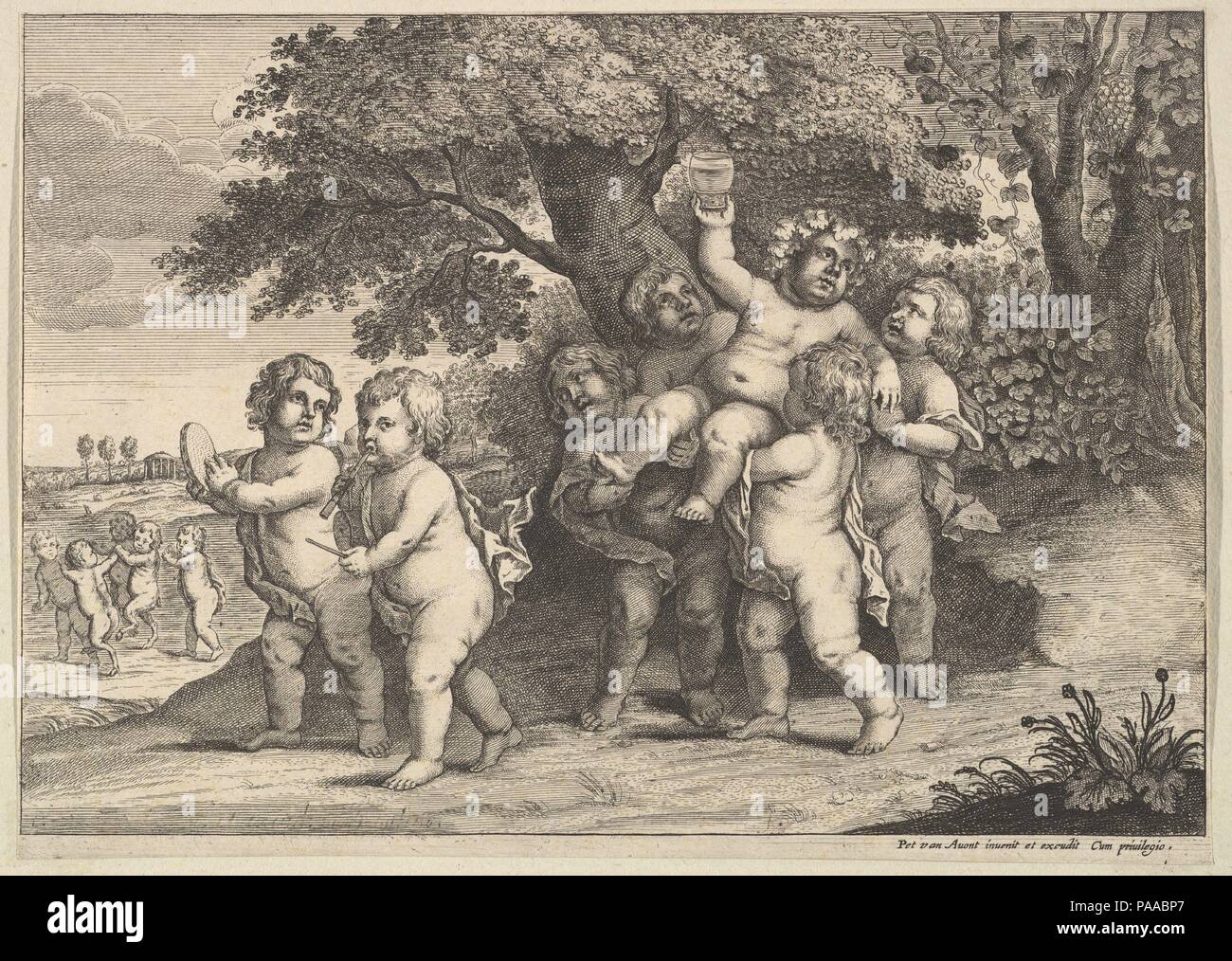 Sette ragazzi. Artista: Wenceslaus Hollar (boemo, Praga 1607-1677 Londra). Data: 1625-77. Museo: Metropolitan Museum of Art di New York, Stati Uniti d'America. Foto Stock
