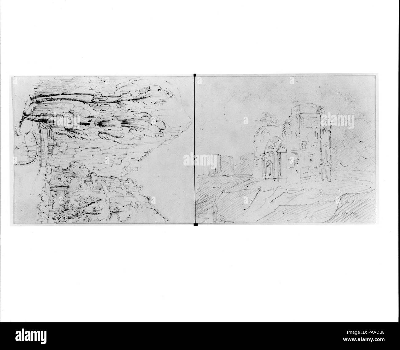 Vista di Gorge (da Sketchbook). Artista: John William Casilear (American, New York 1811-1893 Saratoga Springs, New York). Dimensioni: 7 1/4 x 9 in. (18,4 x 22,9 cm). Data: 1834, 1838. Museo: Metropolitan Museum of Art di New York, Stati Uniti d'America. Foto Stock