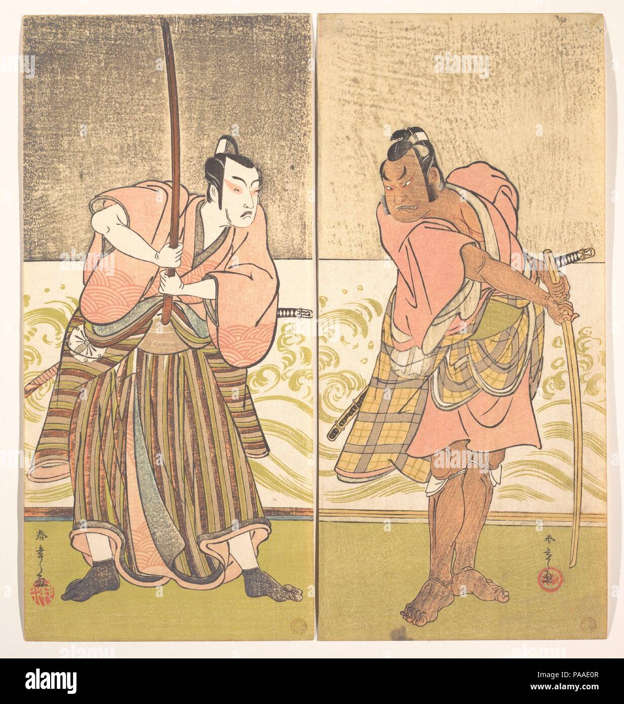 L'attore Sakata Hangoro II e l'Attore Matsumoto Koshiro IV. Artista: Katsukawa Shunsho (giapponese, 1726-1792). Cultura: il Giappone. Dimensioni: H. 12 1/4 in. (31,1 cm); W. 11 1/4 in. (28,6 cm). Museo: Metropolitan Museum of Art di New York, Stati Uniti d'America. Foto Stock