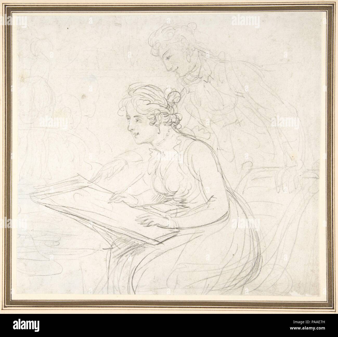 La lezione di disegno. Artista: Thomas Rowlandson (British, Londra Londra 1757-1827). Dimensioni: foglio: 7 3/8 x 7 15/16 in. (18,7 x 20,2 cm). Data: 1780-1827. Museo: Metropolitan Museum of Art di New York, Stati Uniti d'America. Foto Stock