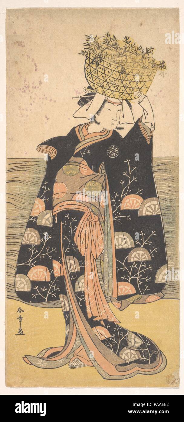 Il primo Nakamura Nakazo nel ruolo del fantasma di Shiragiku. Artista: Katsukawa Shunsho (giapponese, 1726-1792). Cultura: il Giappone. Dimensioni: 12 3/4 x 5 7/8 in. (32,4 x 14,9 cm). Data: ca. 1778. Museo: Metropolitan Museum of Art di New York, Stati Uniti d'America. Foto Stock