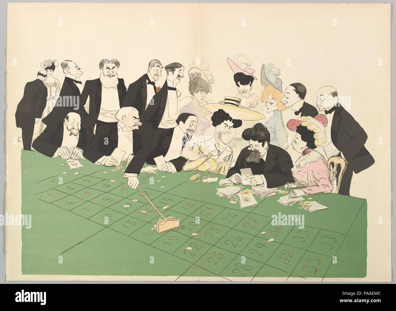 La Roulette, da Montecarlo, seconda serie. Artista: Georges Goursat [Sem] (francese, Perigueux 1863-1934 Paris). Dimensioni: foglio: 14 3/16 x 28 3/16 in. (36,1 x 71,6 cm). Data: ca. 1910. Museo: Metropolitan Museum of Art di New York, Stati Uniti d'America. Foto Stock