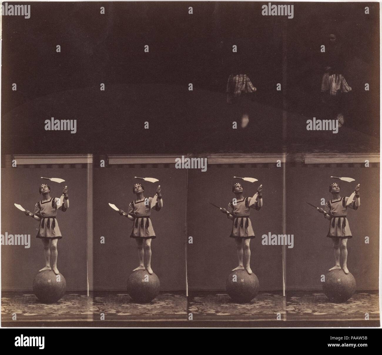 Il giocoliere Manoel. Artista: André-Adolphe-Eugène Disdéri (francese, Parigi Parigi 1819-1889). Dimensioni: Immagine: 19,9 × 23,2 cm (7 13/16 x 9 1/8 in.). Data: 1861. Museo: Metropolitan Museum of Art di New York, Stati Uniti d'America. Foto Stock