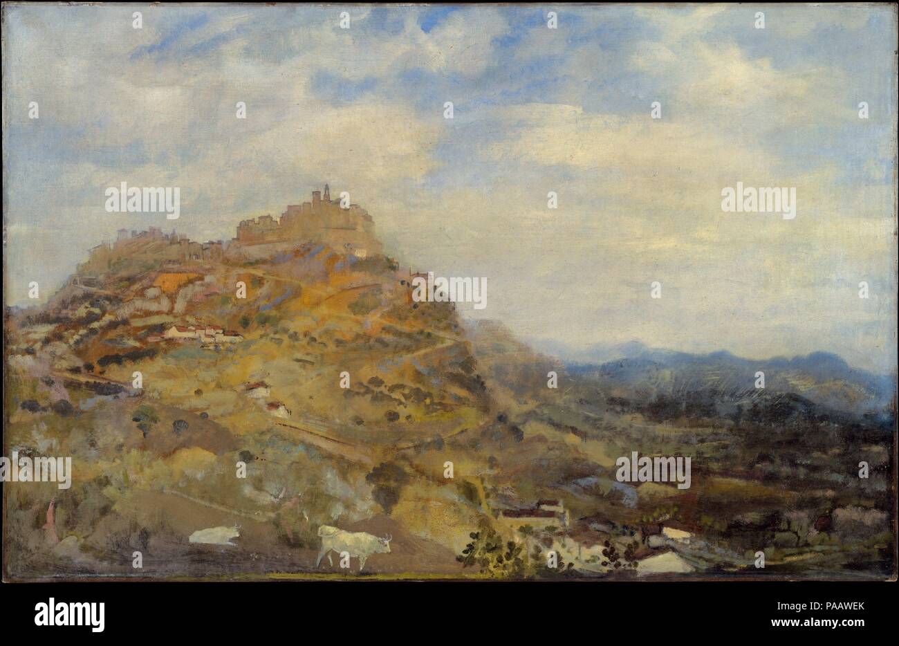 Italiano città sulla collina. Artista: Arthur B. Davies (American, Utica, New York 1862-1928 Firenze). Dimensioni: 25 7/8 x 39 7/8 in. (65,7 x 101,3 cm). Data: ca. 1925. Museo: Metropolitan Museum of Art di New York, Stati Uniti d'America. Foto Stock