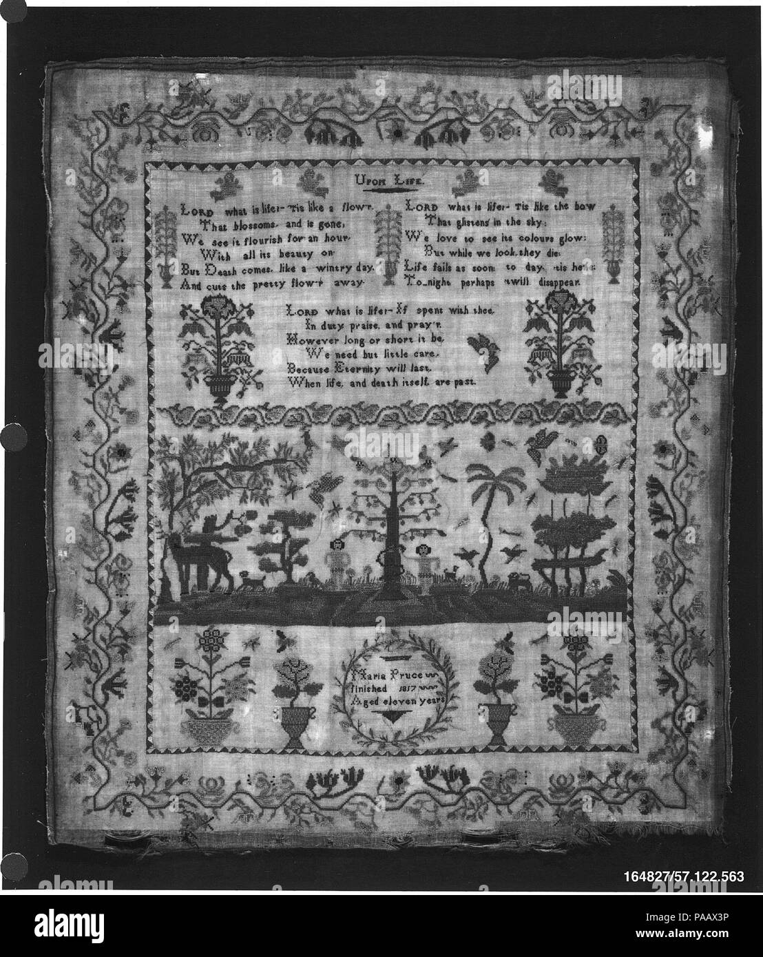 Campionatore. Cultura: British. Dimensioni: H. 20 1/4 x W. 17 1/2 pollici (51,4 x 44,5 cm). Data: 1817. Museo: Metropolitan Museum of Art di New York, Stati Uniti d'America. Foto Stock