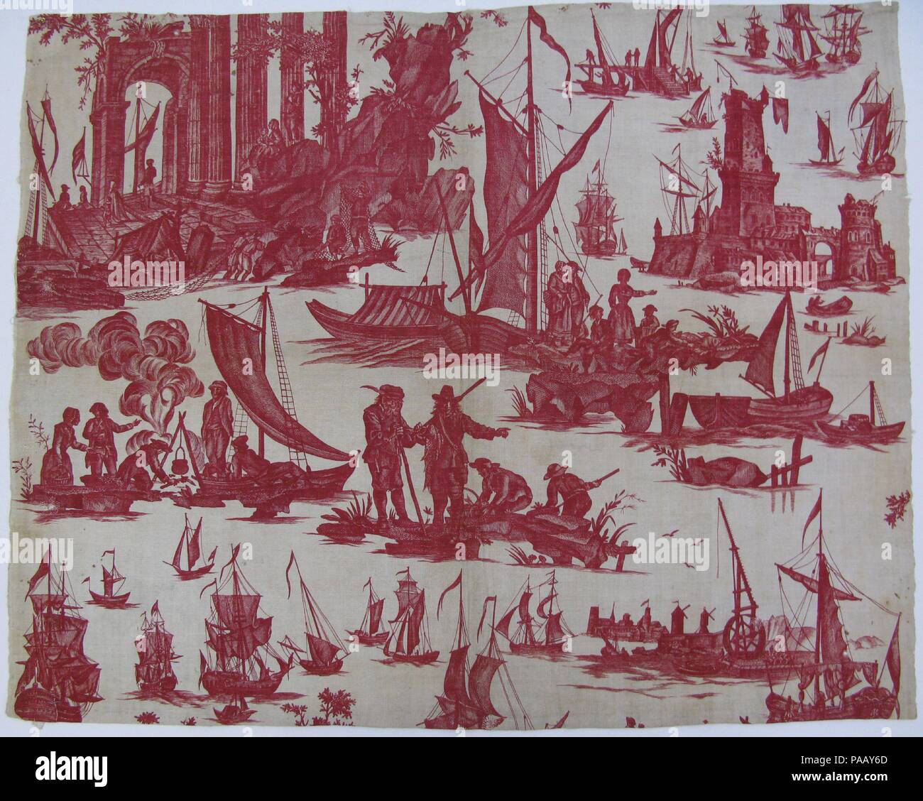 Scena marittima. Cultura: francese. Dimensioni: complessivo: 29 x 36 1/2 in. (73,7 x 92,7 cm). Data: 1780s-1790s. Museo: Metropolitan Museum of Art di New York, Stati Uniti d'America. Foto Stock