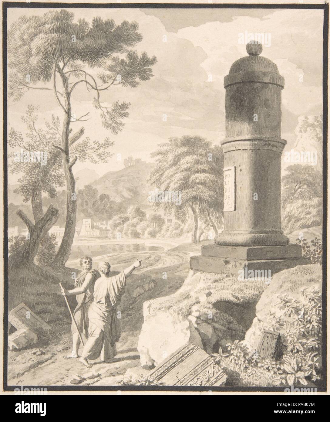 Paesaggio arcadico. Artista: Johannes Glauber (Olandese, 1646-1726). Dimensioni: foglio: 11 7/8 x 10 in. (30,2 x 25,4 cm). Data: n.d.. Museo: Metropolitan Museum of Art di New York, Stati Uniti d'America. Foto Stock