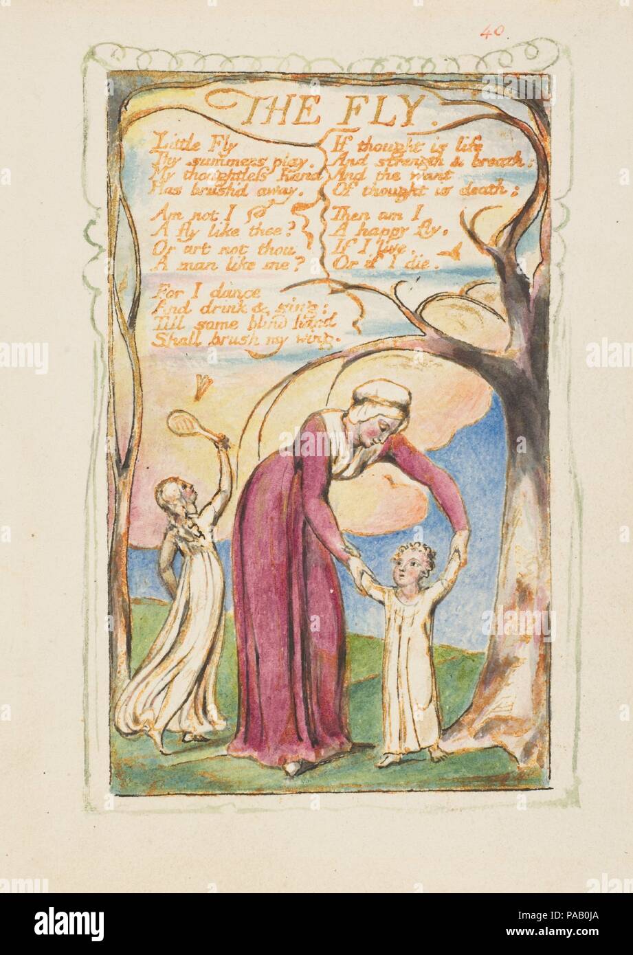 Canti di innocenza e di esperienza: Fly. Artista: William Blake (British, Londra Londra 1757-1827). Dimensioni: foglio: 6 3/16 x 5 9/16 in. (15,7 x 14,1 cm). Data: ca. 1825. Museo: Metropolitan Museum of Art di New York, Stati Uniti d'America. Foto Stock