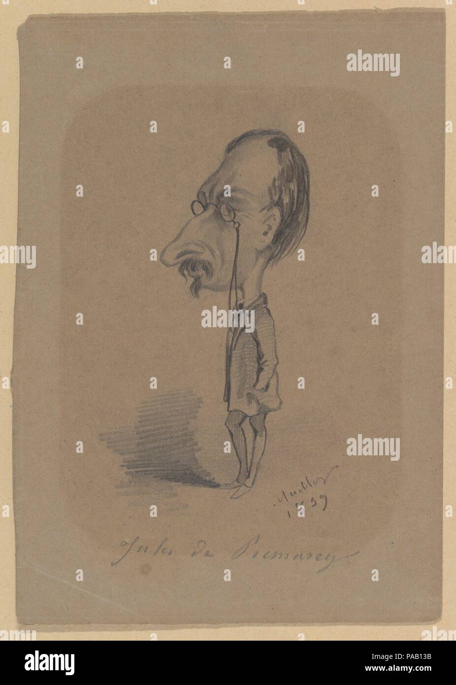 La caricatura di Jules de Prémaray. Artista: Hippolyte Mailly (Francese, 1829-1863); dopo Nadar (francese, Parigi Parigi 1820-1910). Dimensioni: foglio: 7 5/8 x 5 3/8 in. (19,4 x 13,7 cm). Data: 1859. Museo: Metropolitan Museum of Art di New York, Stati Uniti d'America. Foto Stock