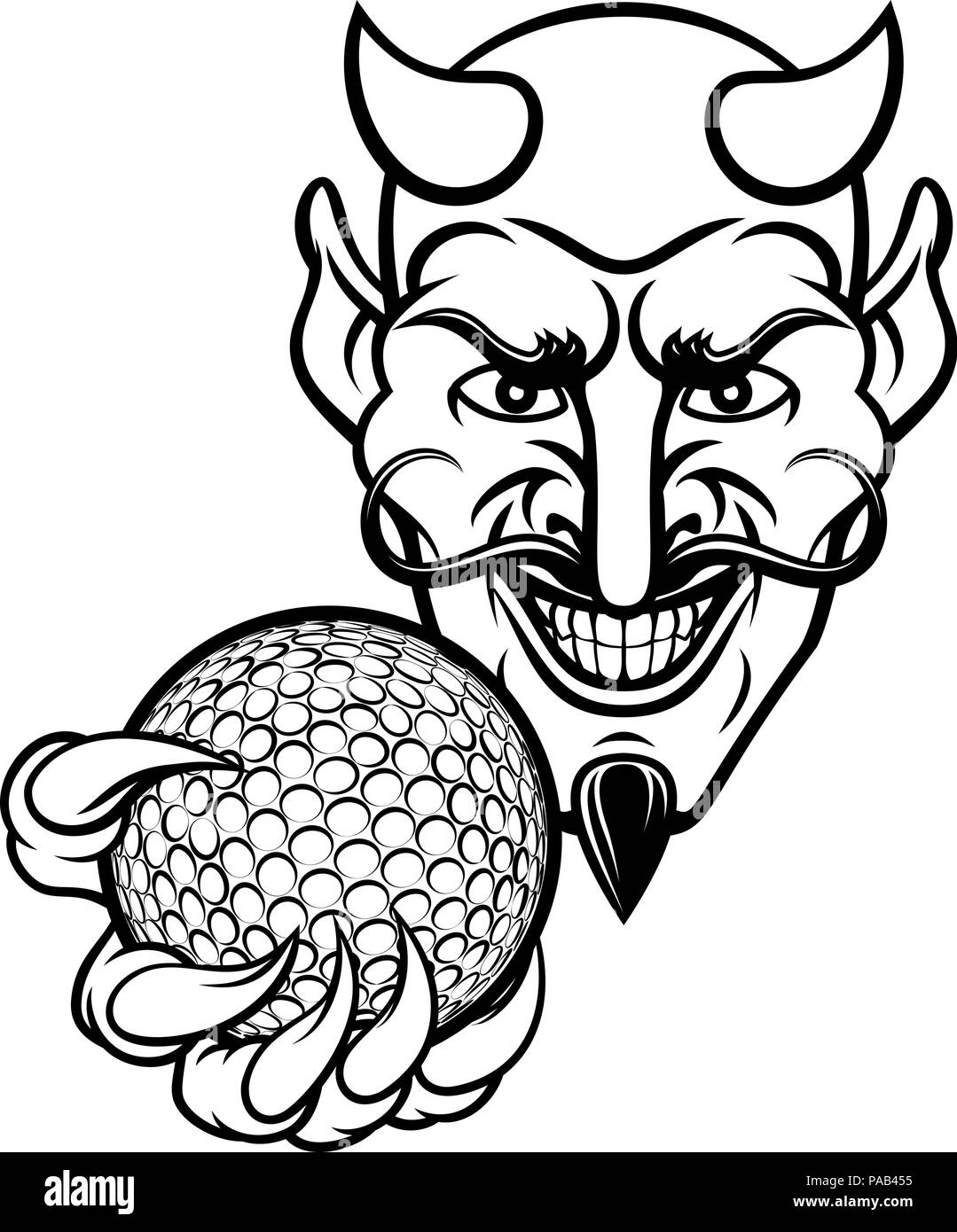 Devil Golf Sport Mascot Illustrazione Vettoriale