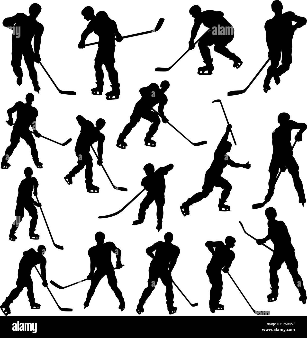 Giocatore di Hockey sagome Illustrazione Vettoriale