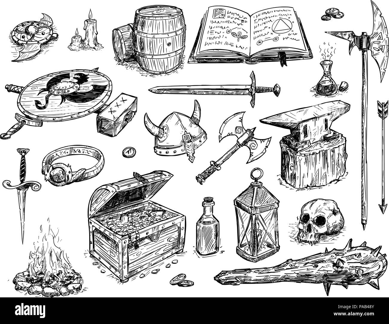 Il disegno vettoriale illustrazione della fantasia Set Prop Illustrazione Vettoriale