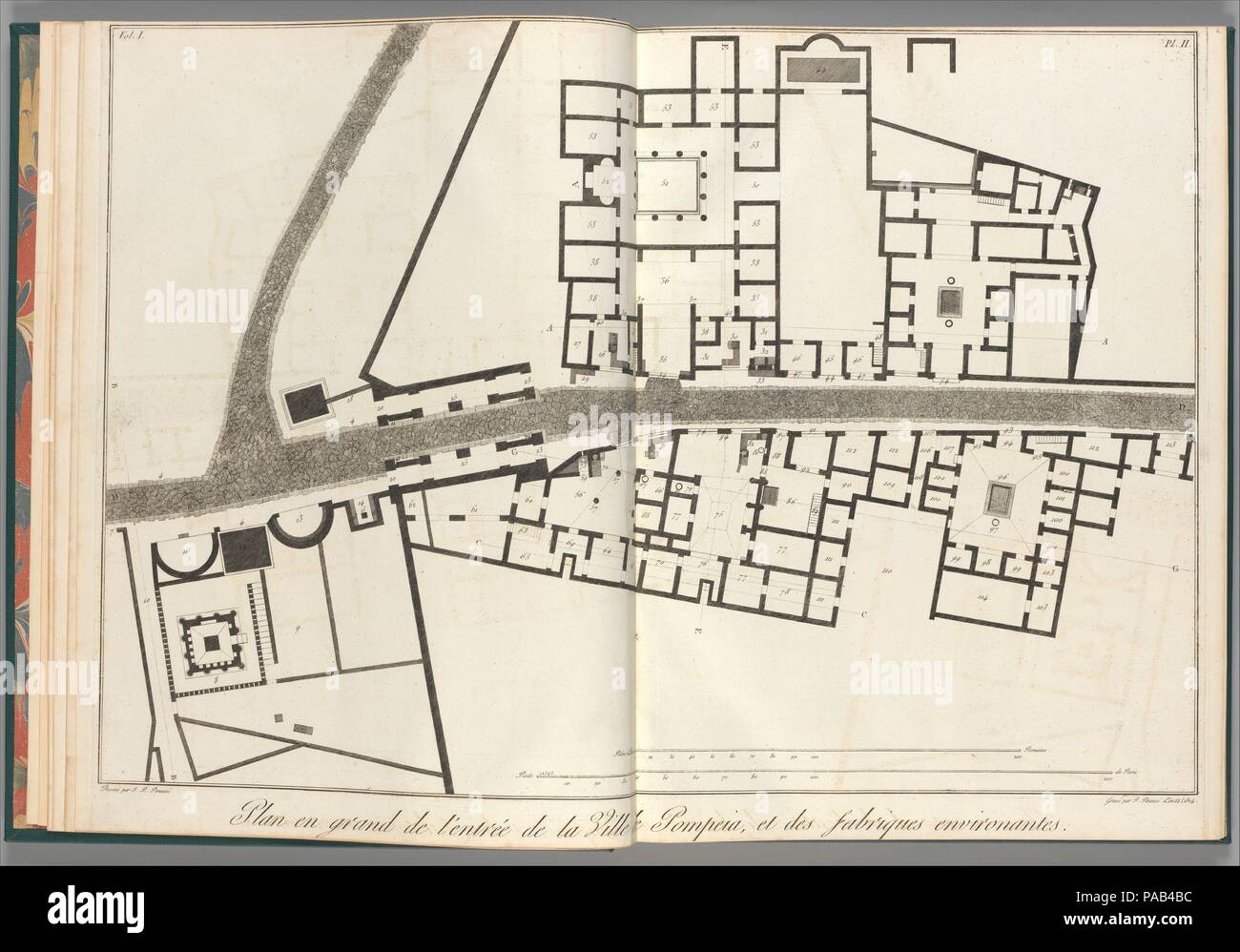 Ampio piano d'ingresso della città di Pompei e i suoi edifici circostanti, da Antiquités de Pompeïa, tome premier, Antiquités de la Grande Grèce... (Antichità di Pompei, volume, Antichità di grande Grecia...), volume 1, piastra 2. Artista: Francesco Piranesi (Italiano, Roma 1758-1810 Parigi); dopo Giovanni Battista Piranesi (italiano, Mogliano Veneto Roma 1720-1778). Dimensioni: foglio: 21 7/8 x 31 9/16 in. (55,5 x 80,2 cm) Piastra: 21 7/8 x 30 11/16 in. (55,5 x 78 cm). Serie/Portfolio: Antiquités de Pompeïa, tome premier, Antiquités de la Grande Grèce, aujourd'hui royaume de Napoli Foto Stock