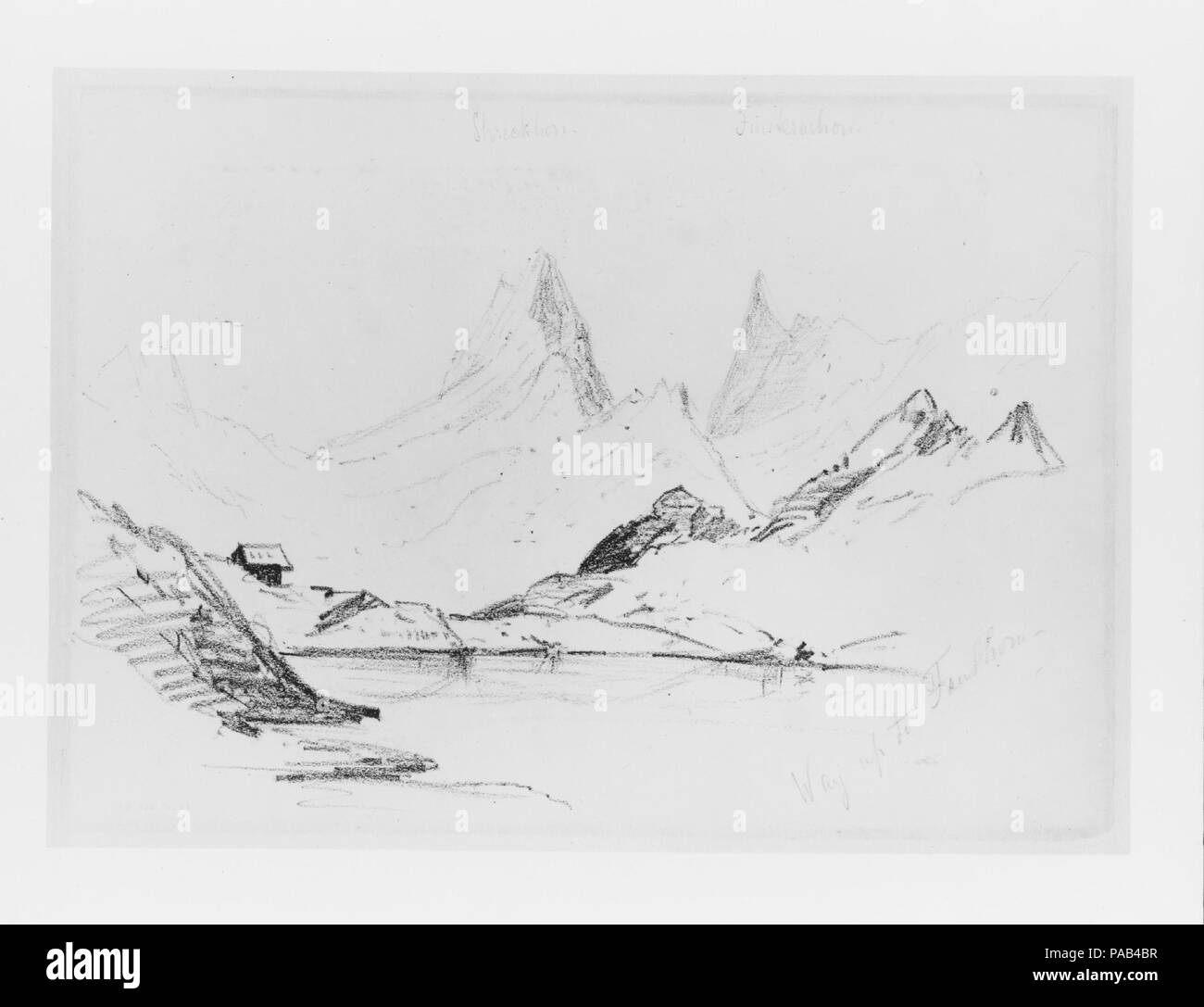 Vista del Schreckhorn e Finsteraarhorn sulla strada fino a Faulhorn (da 'Splendide acquerelli di Montagna' Sketchbook). Artista: John Singer Sargent (American, Firenze 1856-1925 Londra). Dimensioni: 10 7/8 x 16 in. (27,6 x 40,6 cm). Data: 1870. Museo: Metropolitan Museum of Art di New York, Stati Uniti d'America. Foto Stock