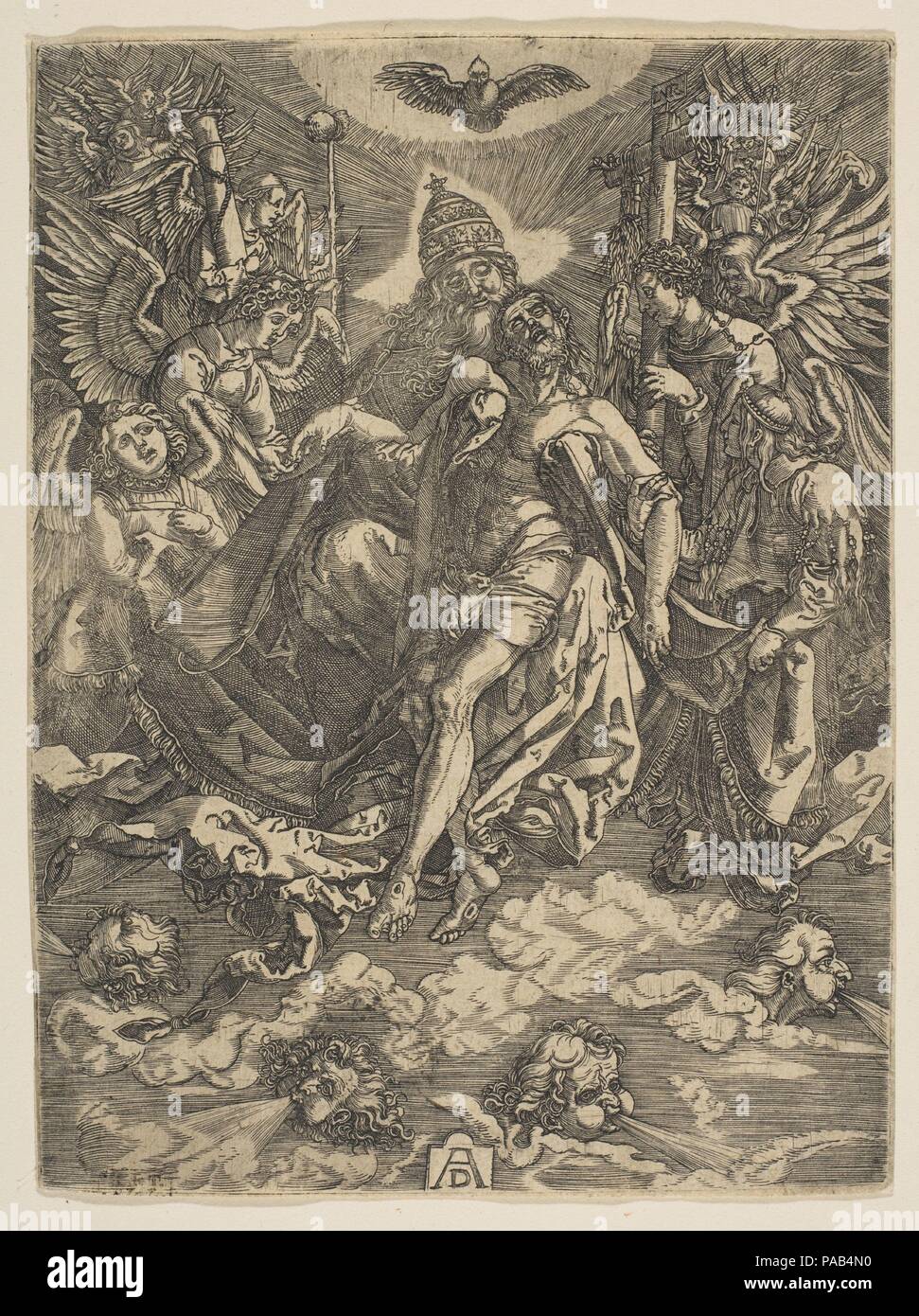 La Santa Trinità (copia ridotta). Artista: Dopo Albrecht Dürer (Tedesco, 1471-1528 Norimberga Norimberga). Dimensioni: foglio: 5 3/4 × 4 11/16 in. (14,6 × 11,9 cm). Data: n.d.. Museo: Metropolitan Museum of Art di New York, Stati Uniti d'America. Foto Stock