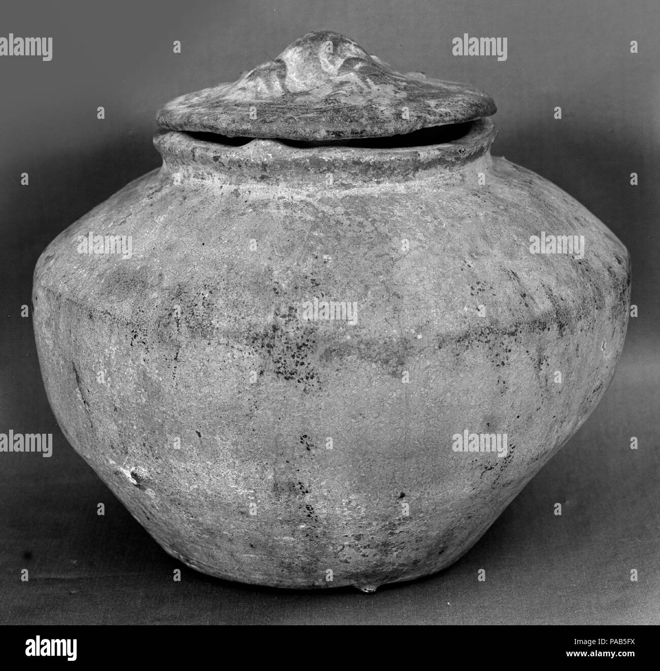 Vaso con coperchio. Cultura: la Cina. Dimensioni: H. incl. coperchio 5 a. (12,7 cm); H. w/o coperchio 4 1/4 in. (10,8 cm); Diam. 5 1/2 in. (14 cm). Museo: Metropolitan Museum of Art di New York, Stati Uniti d'America. Foto Stock