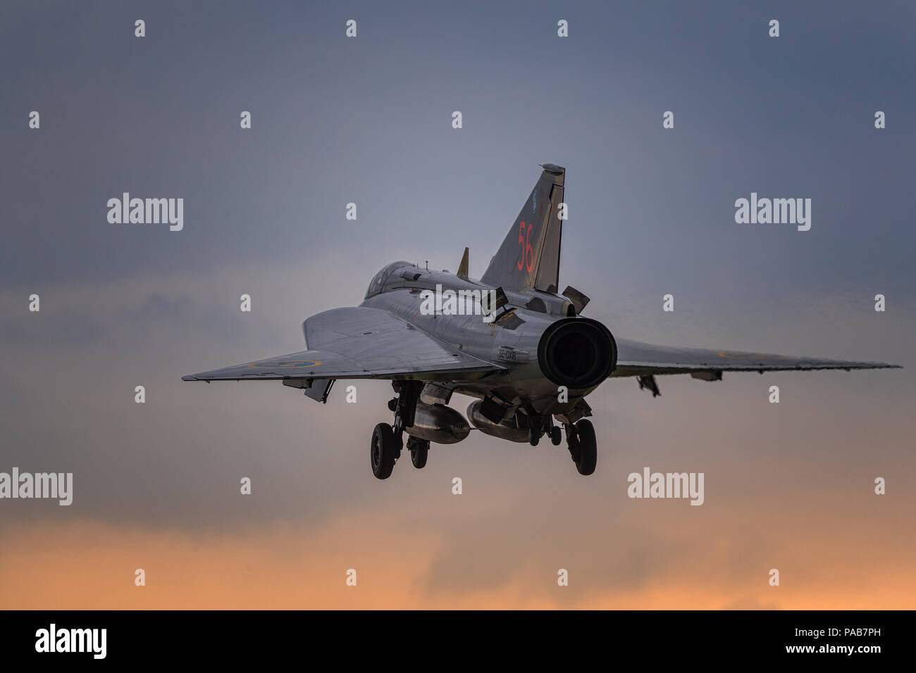 Swedish Air force volo storico Saab J35J Draken Foto Stock