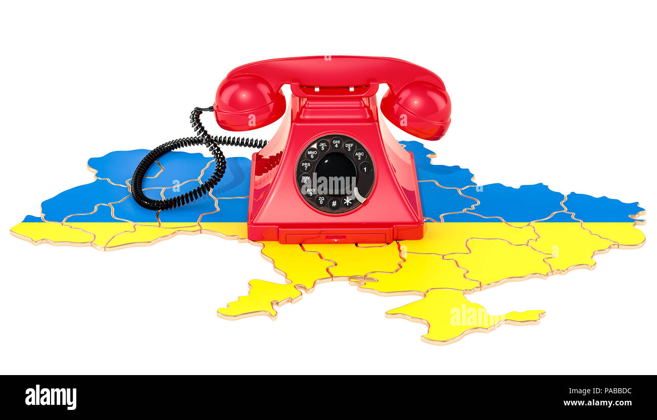 I servizi di comunicazione in Ucraina, rendering 3D isolati su sfondo bianco Foto Stock