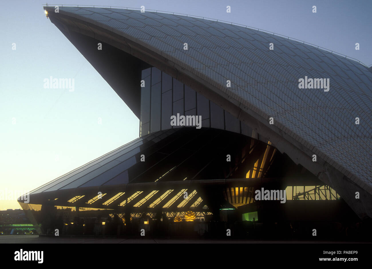 Vista del tramonto sul delizioso ristorante Bennelong nella Sydney Opera House, nuovo Galles del Sud, Australia. Foto Stock