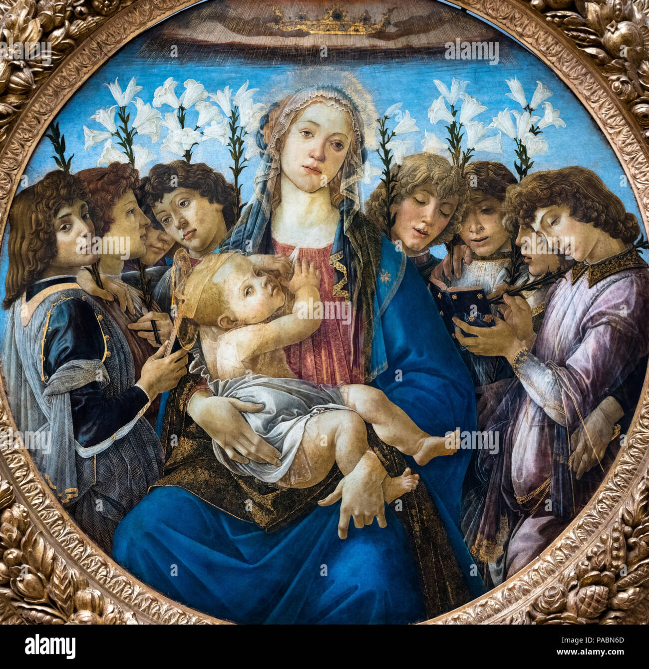 SANDRO BOTTICELLI (1445-1510) Madonna e Bambino (1477) GEMALDEGALERIE KULTURFORUM BERLINO GERMANIA Foto Stock