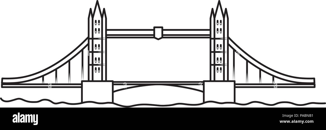 London Tower Bridge lineare Illustrazione Vettoriale