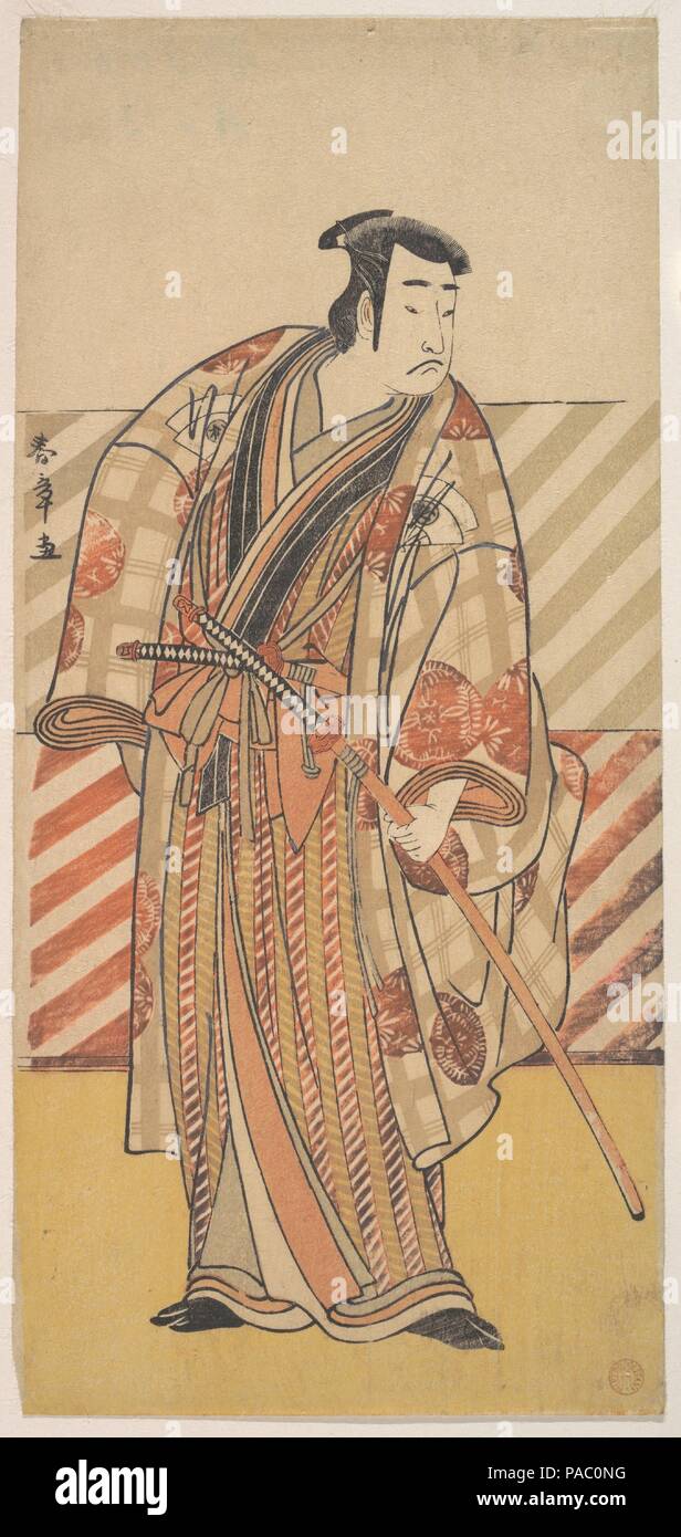 Onoe Matsusuke come un samurai del Clan Fujiwara. Artista: Katsukawa Shunsho (giapponese, 1726-1792). Cultura: il Giappone. Dimensioni: 12 4/5 x 5 7/8 in. (32,5 x 14,9 cm). Data: ca. 1782. Museo: Metropolitan Museum of Art di New York, Stati Uniti d'America. Foto Stock