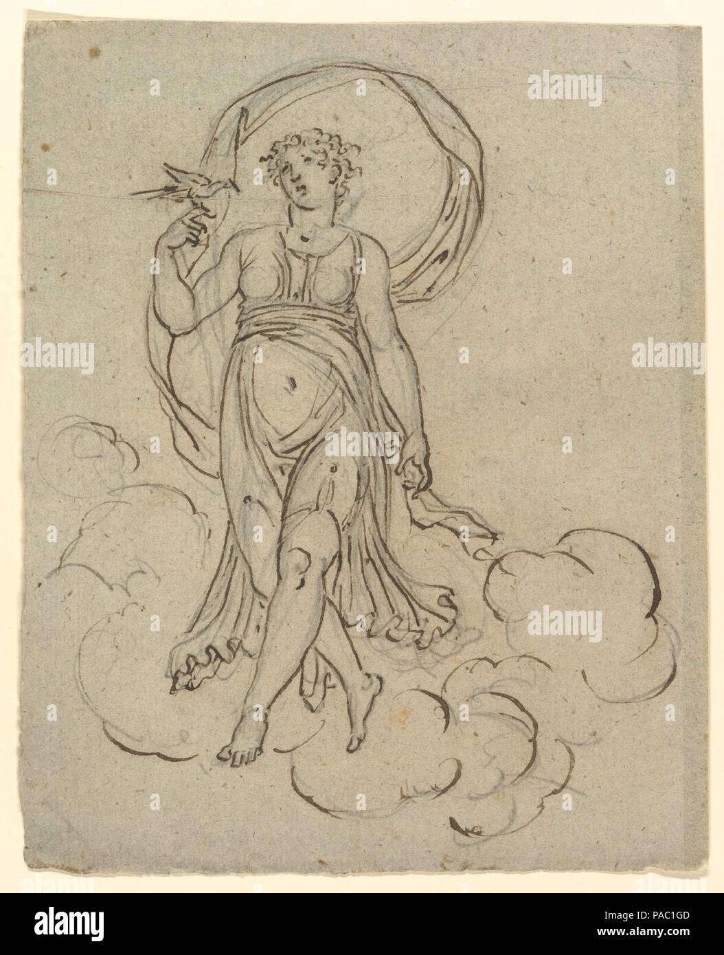 Venere con una colomba. Artista: Nicolai Abildgaard Abramo (danese, Copenhangen Frederiksdal 1743-1809). Dimensioni: foglio: 8 1/16 x 6 1/2 in. (20,5 x 16,5 cm). Data: ca. 1780. Museo: Metropolitan Museum of Art di New York, Stati Uniti d'America. Foto Stock