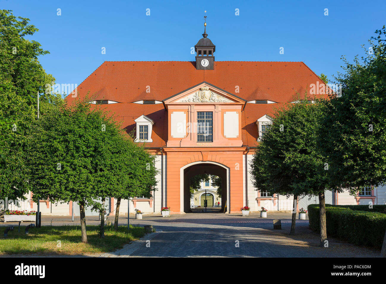 Gatehouse di allevamento in Graditz, Torgau, Landkreis Nordsachsen, Bassa Sassonia, Germania Foto Stock