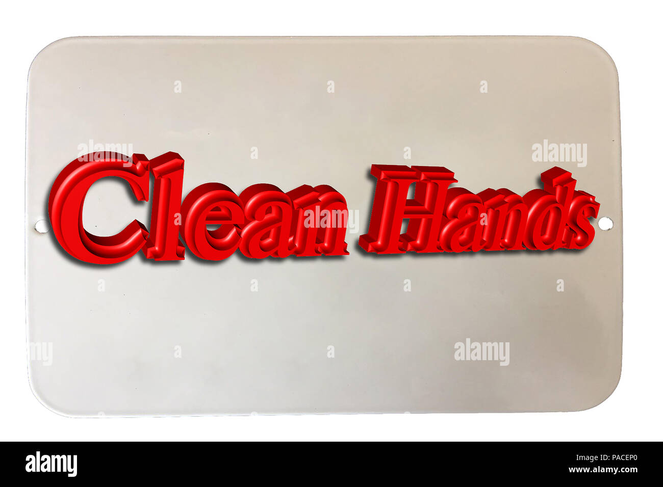 Vecchio arrugginito piastra in metallo laccato con scritte le mani pulite Foto Stock