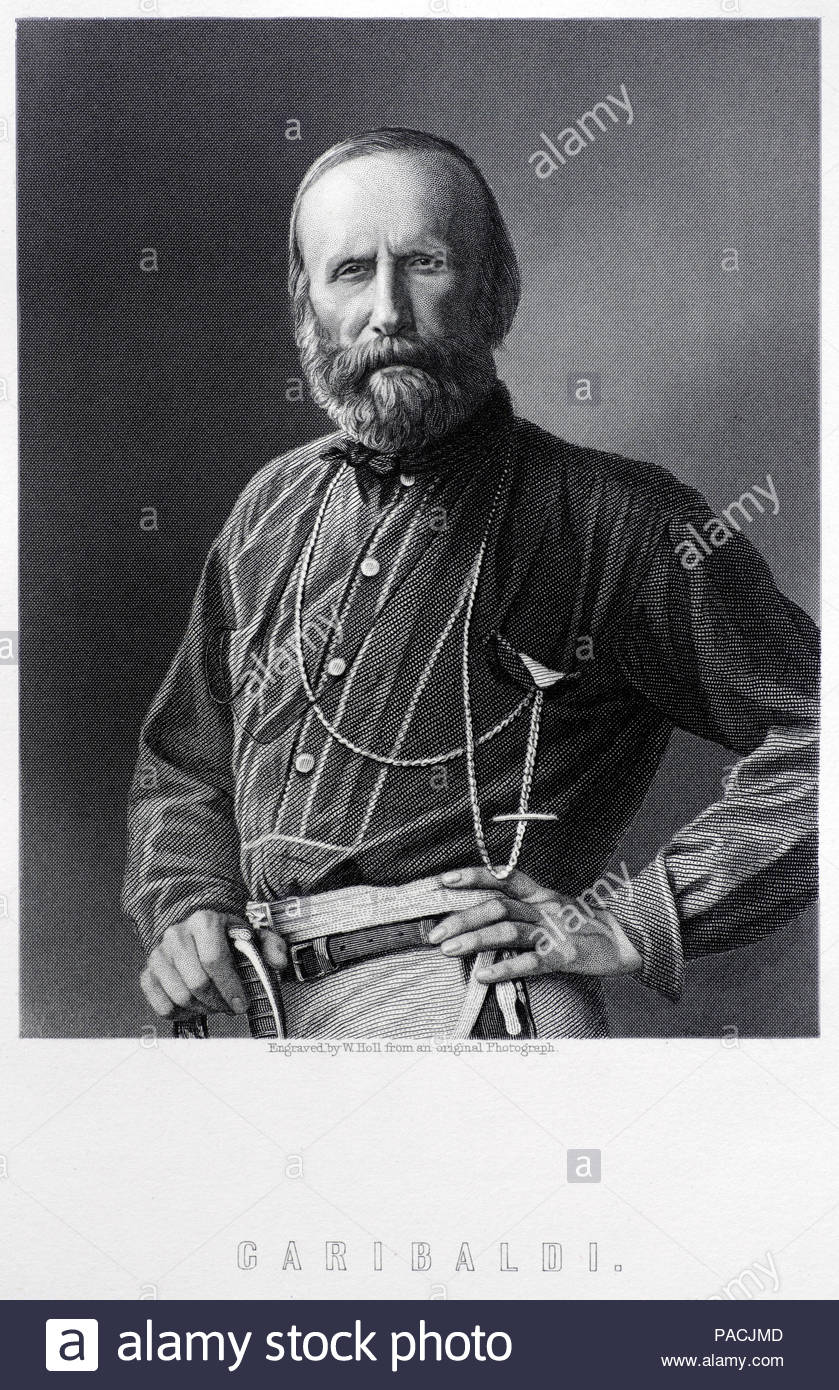 Giuseppe Garibaldi ritratto, 1807 - 1882, era un italiano generale e nazionalista, antica incisione da 1884 Foto Stock