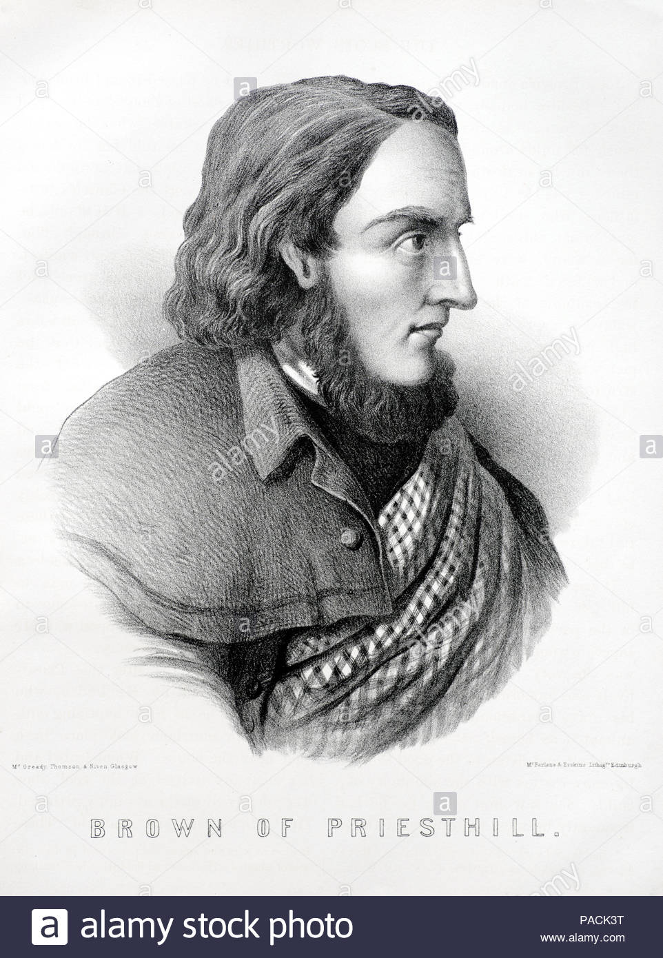 John Brown ritratto, 1627-1685, noto anche come il vettore Cristiana, era un protestante Covenanter da Priesthill farm, Muirkirk nello Ayrshire in Scozia, antica incisione da 1879 Foto Stock