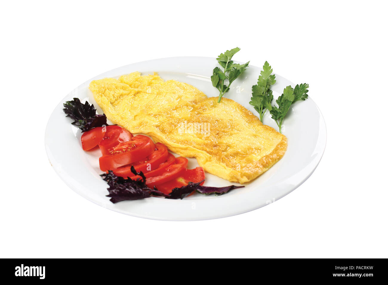 La colazione frittata con patate fritte e guarnire Foto Stock