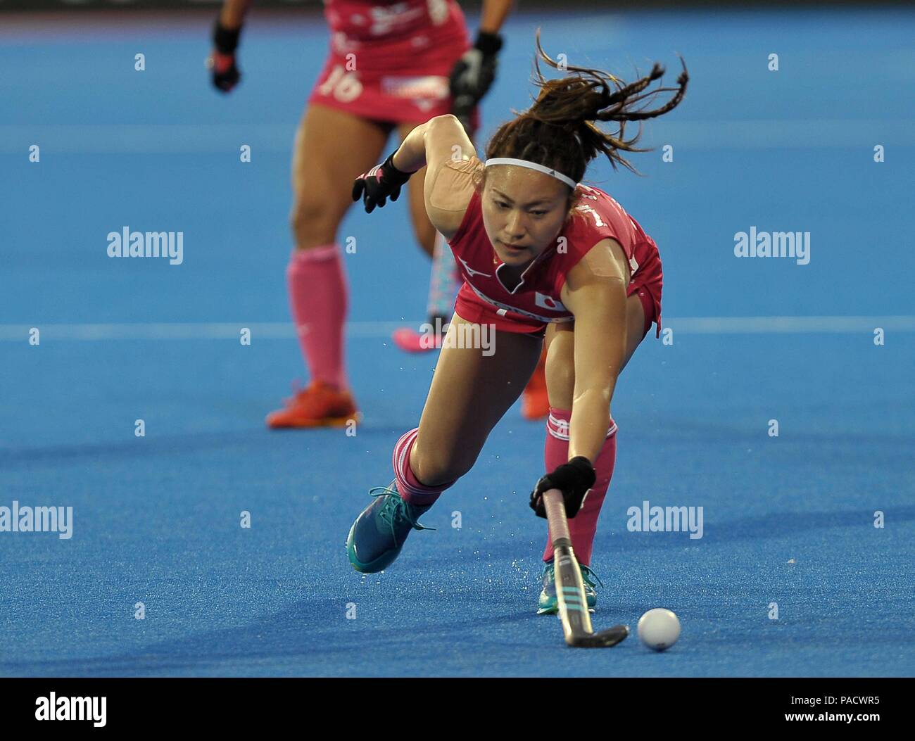 Hazuki Nagai (JPN). Australia V Giappone. Match 4. Piscina D. Womens Hockey World Cup 2018. Lee Valley hockey center. Queen Elizabeth Olympic Park. Stratford. Londra. Regno Unito. 21/07/2018. Foto Stock