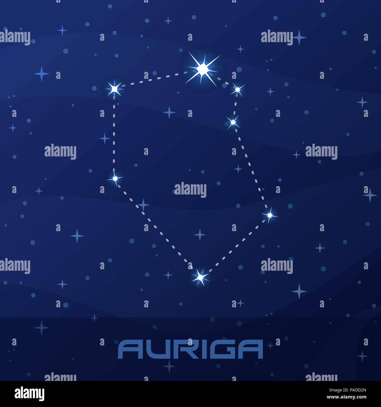 Costellazione Auriga Auriga, night star sky Illustrazione Vettoriale