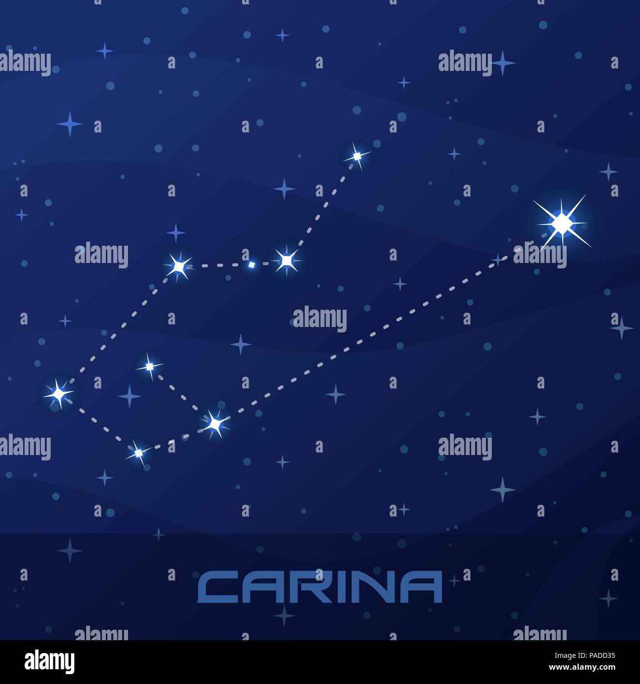 Costellazione Carina, Chiglia, night star sky Illustrazione Vettoriale