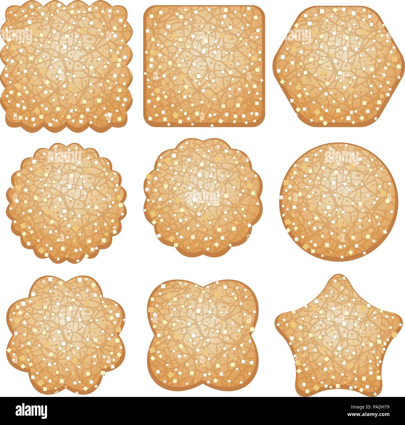 Set di vettore di zucchero i cookie di forme differenti isolati su sfondo bianco Illustrazione Vettoriale Set di vettore di zucchero i cookie di forme differenti isolati su sfondo bianco Illustrazione Vettoriale