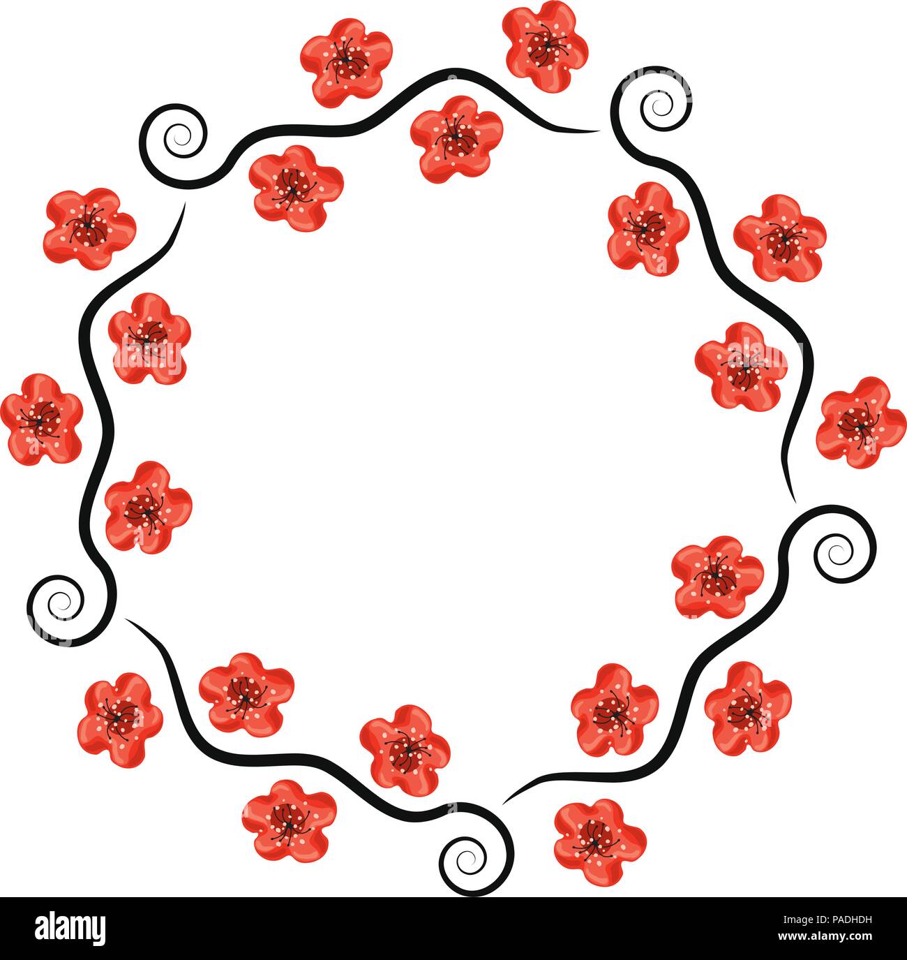 Vettore percorso di decorazione di rami di ciliegio con il fiore isolato su sfondo bianco, molla sakura fiori Illustrazione Vettoriale