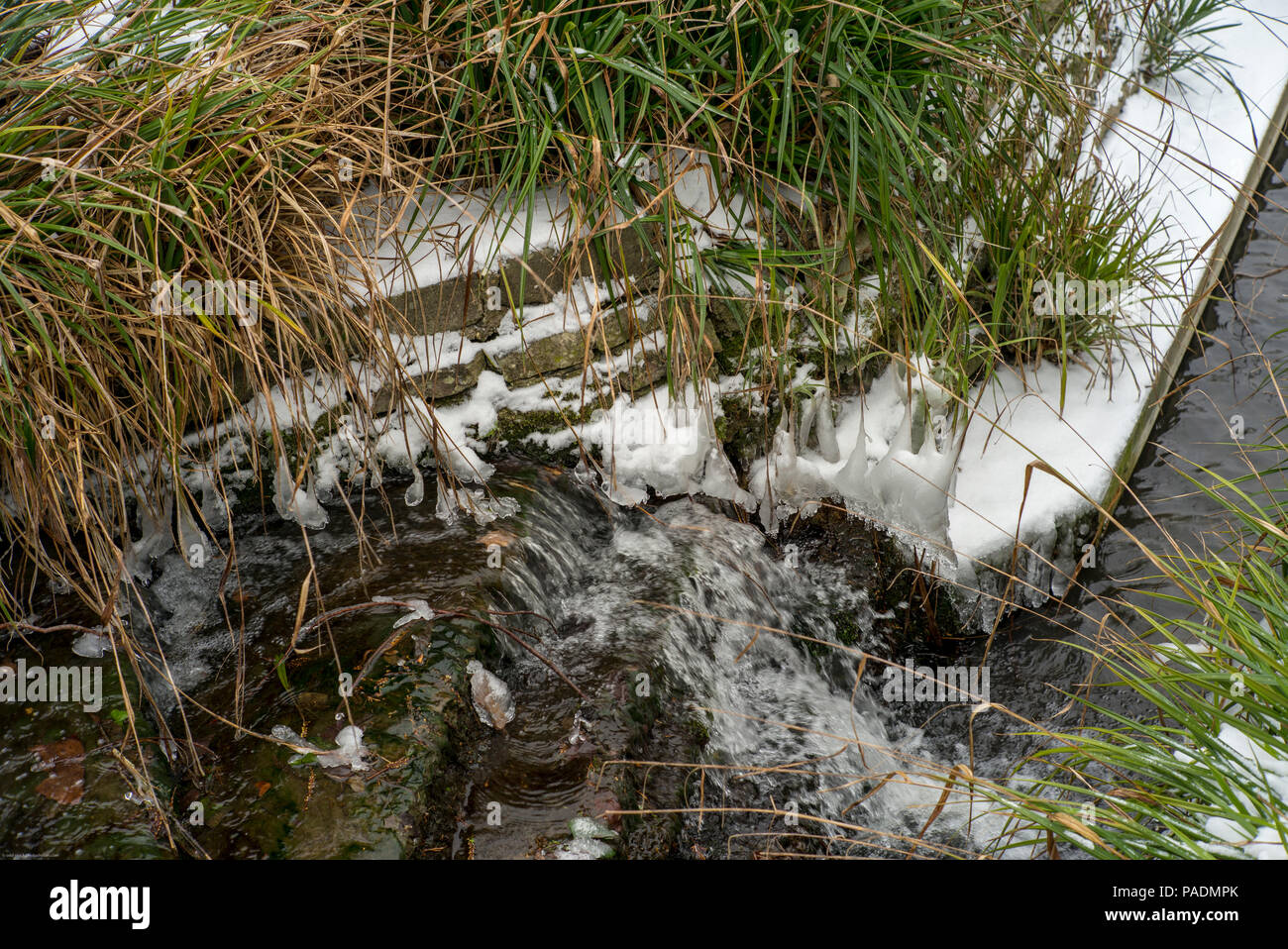 Maidenhead, Berkshire, Regno Unito, vista generale 'Raymill Island', neve invernale, riva del fiume Tamigi, Venerdì, 02/03/2018 © Peter SPURRI Foto Stock