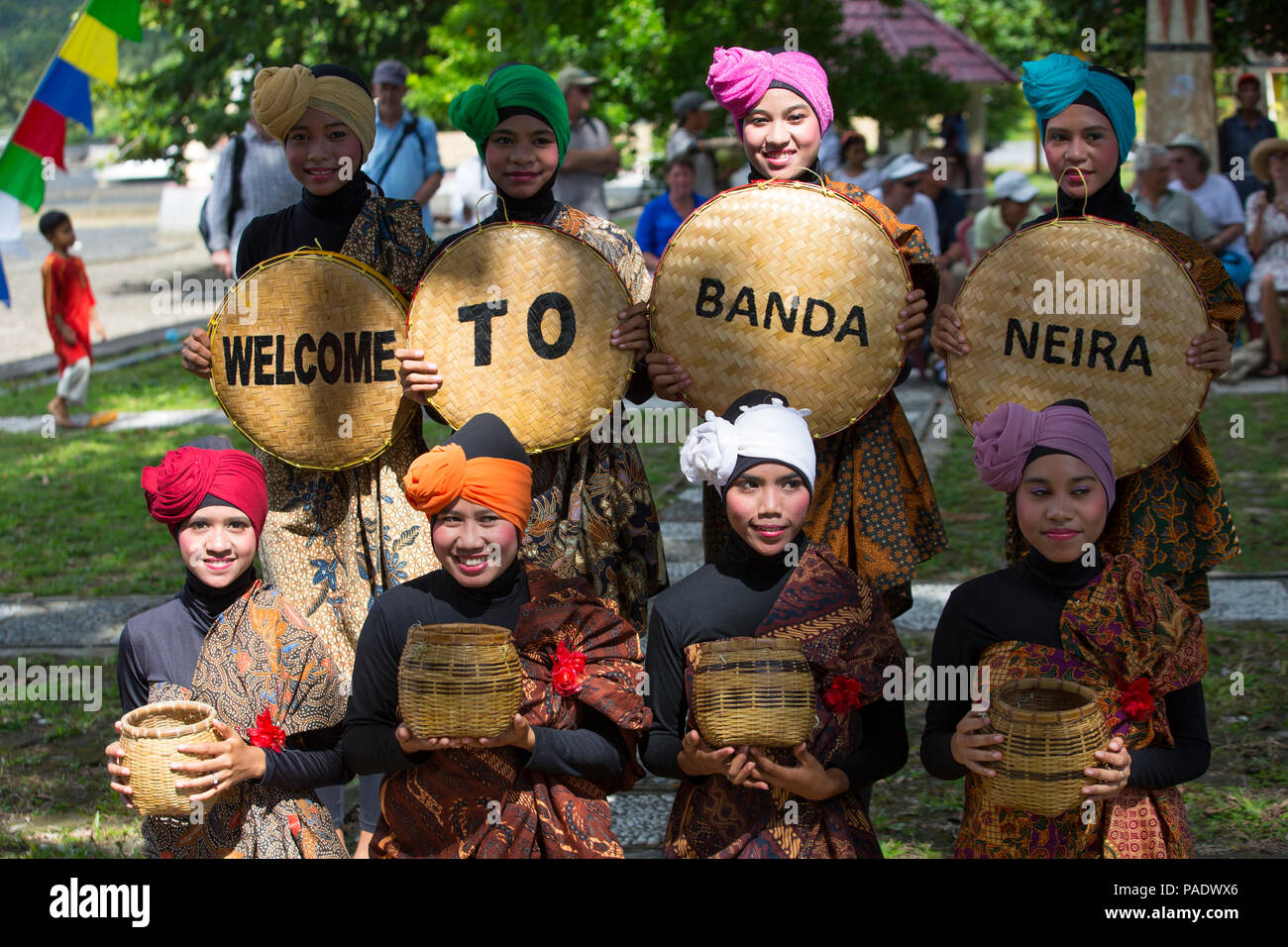 Segno di benvenuto, Banda Beira Indonesia Foto Stock