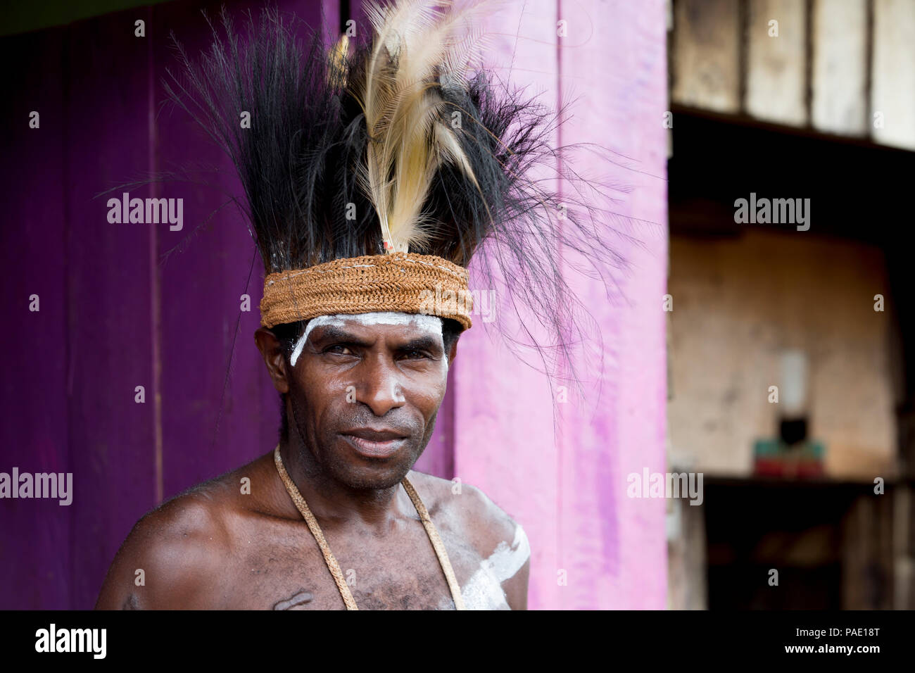 Ritratto, Asmat tribù, villaggio di Agats, Nuova Guinea occidentale, Papua, Indonesia Foto Stock