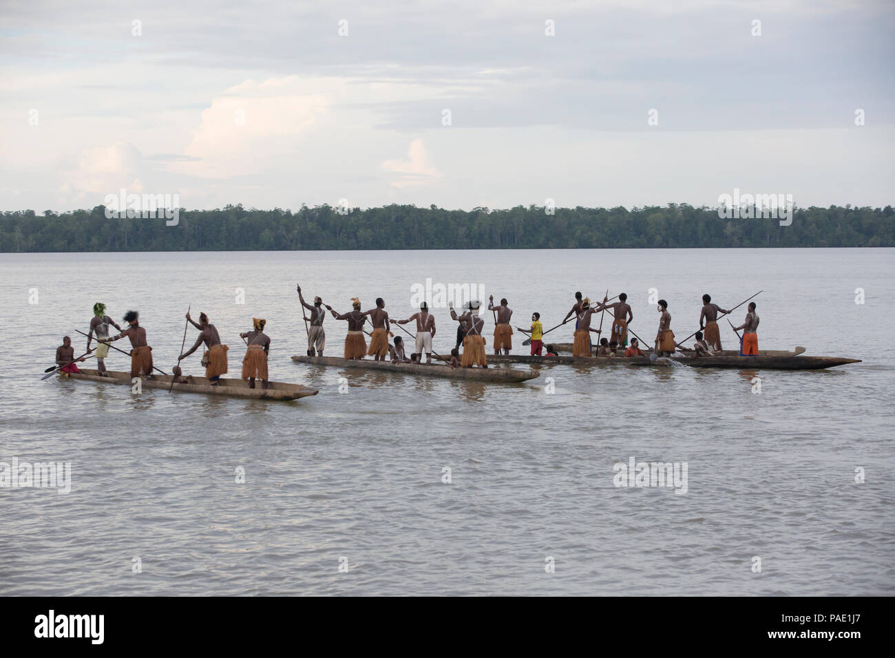 Dimostrazione di canoa, Papua Occidentale Foto Stock