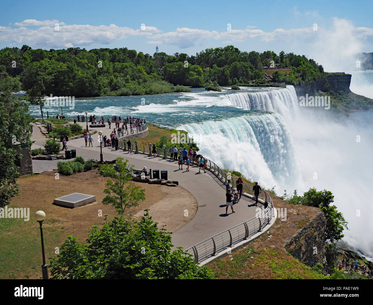 Cascate del Niagara, il bordo delle cascate Americane Foto Stock