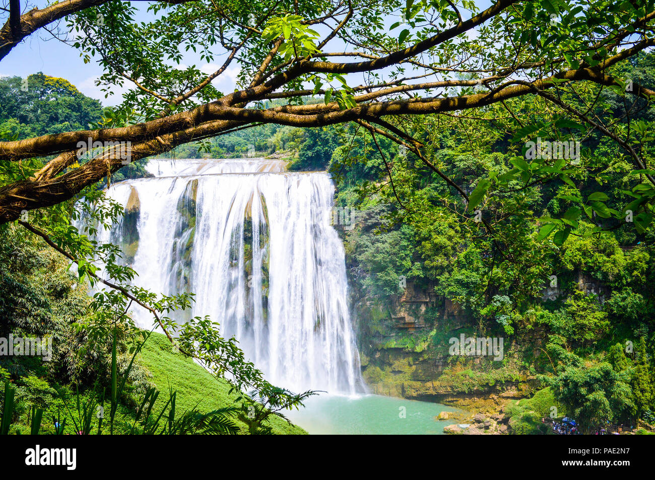 Cina Guizhou Huangguoshu cascata in estate. Uno dei più grandi cascate in Cina e Asia orientale, classificati come AAAAA scenic area dalla Cina Turismo Foto Stock