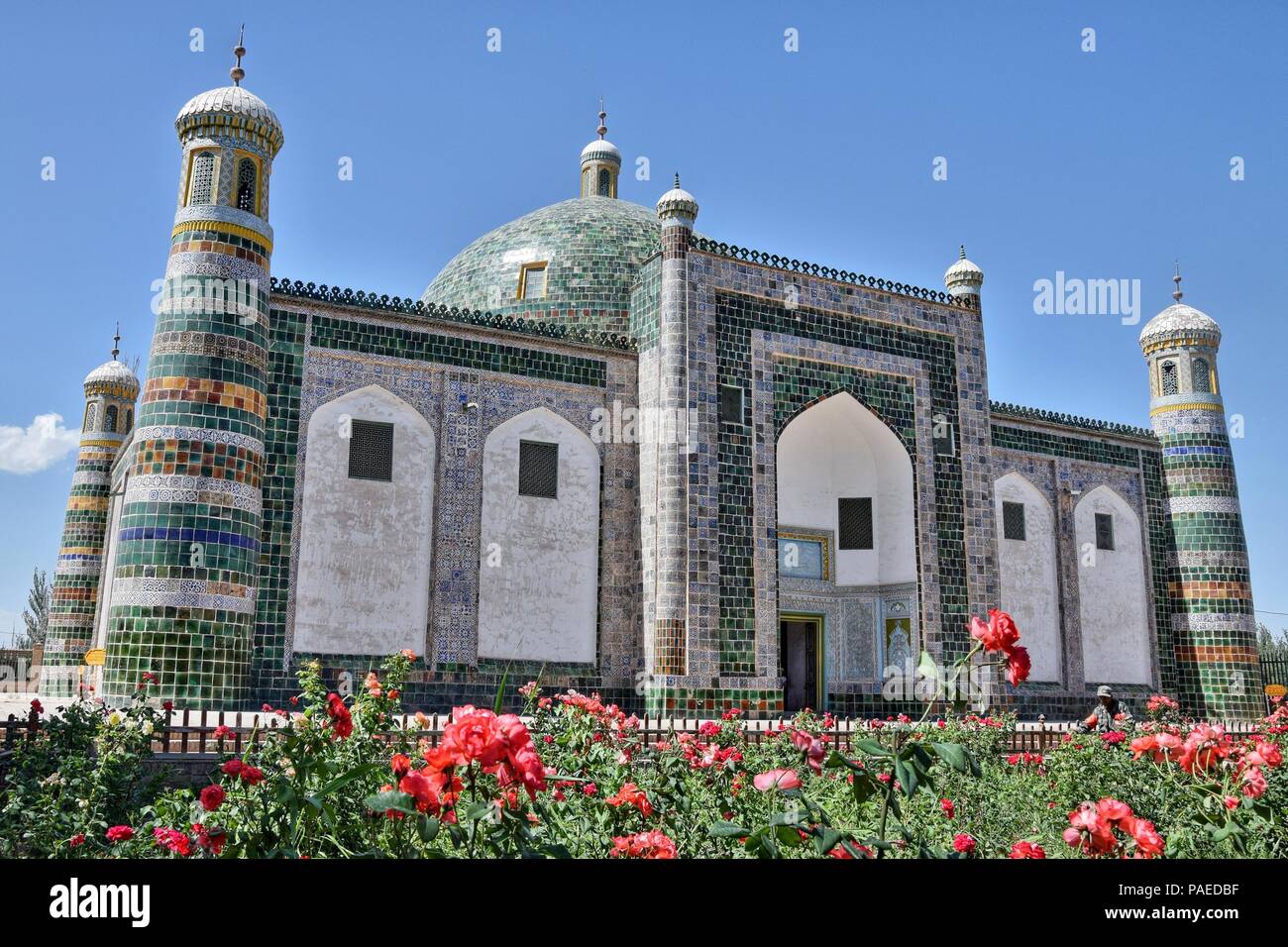 L'AFAQ Khoja mausoleo è il più sacro sito musulmano situato nei pressi di oasi città di Kashgar nello Xinjiang Uighur regione autonoma della Cina. Foto Stock