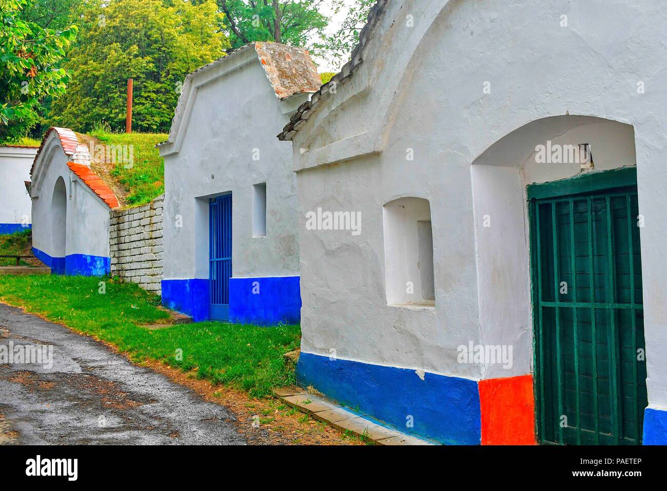 Tradizionali Cantine di vino - Plze, Petrov, Repubblica ceca, l'Europa. Vino Tradizioni e folklore. Vino moravo cantine. Foto Stock