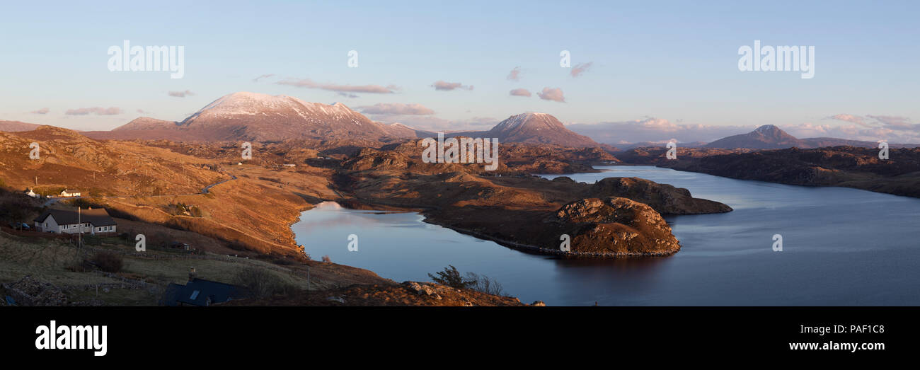 Panorama di Loch Inchard, Sutherland Foto Stock