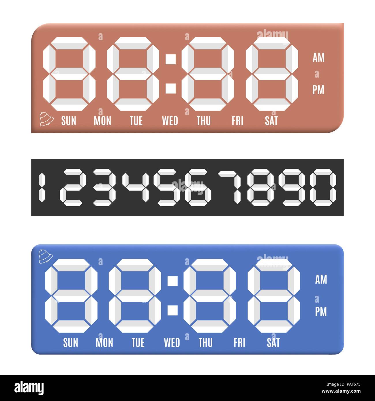 Impostare i numeri di carta da zero a nove con orologio digitale display,  isolati su sfondo bianco, illustrazione vettoriale Immagine e Vettoriale -  Alamy