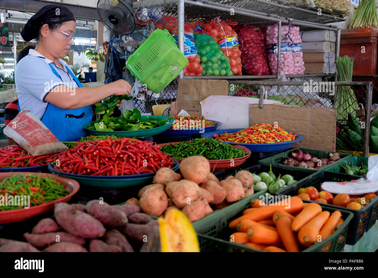 Maharaj mercato mattutino, Krabi town, Krabi, Thailandia Foto Stock