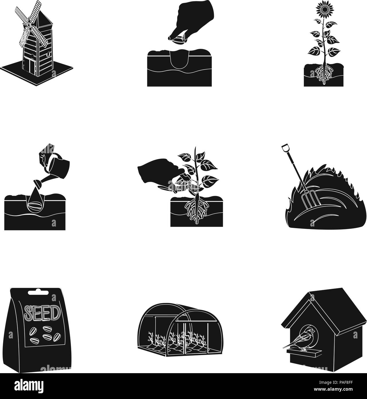 Apple,bird,birdhouse,Black,benna,calcio,capacità,formaggio,raccolta,di crohn,bere,asciutto,l'ecologia,ecosistema,l'elettricità,agriturismo,fertilizzante,farina,cibo,forcella,frutta,full,giardino,l'erba,fieno,riscaldamento,Casa,icona,foglie,logo,metalli,latte,mill,Miller,pera,piante,root,impostare,pala,terreno,sparrow,paglia,cincia, trasporto,vettore,vitamine,web,ruota,carriola,vento vettori vettore , Illustrazione Vettoriale